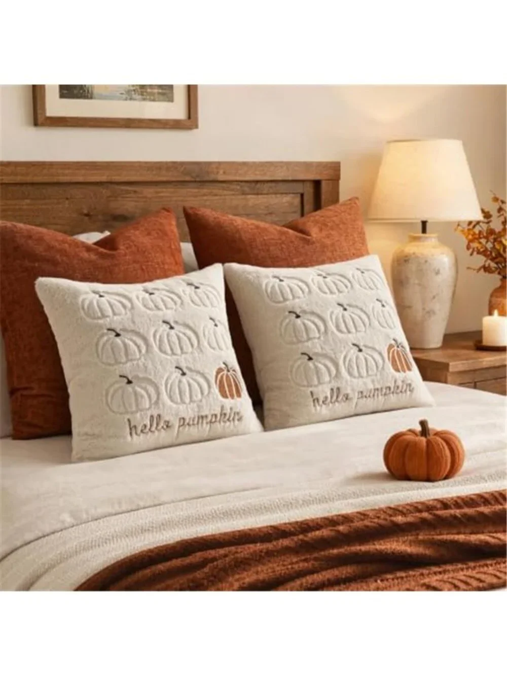 Fall Pumpkin Pillow Covers 18x18 Beige Fall Decor